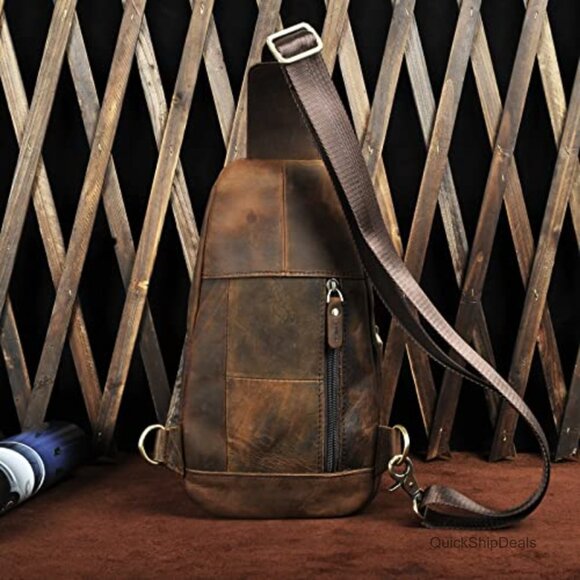 Amazon.com: LEBULLBRO Sling Bag for Men Genuine Leather  Genuine Leather Crossbody Sling Bag for Outdoor Travel Hiking